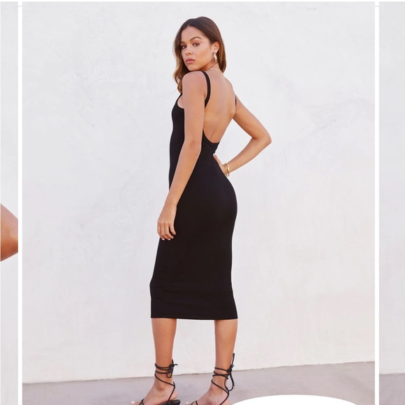 GOOD FOR LIFE RIBBED MIDI DRESS - BLACK - Picture 5 of 6